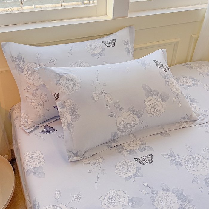 91家纺网 家纺一手货源 找家纺 拾物记 2025新款A类无荧光全喷气全棉12868单枕套 蝴蝶飞飞