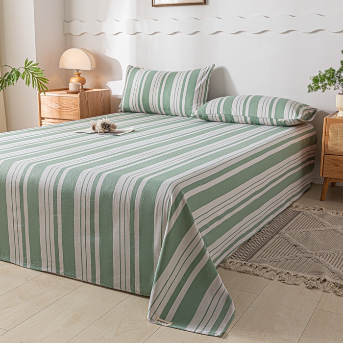 91家纺网 家纺一手货源 找家纺 阿亮家居 2025新款原棉老粗布床单系列 素雅绿