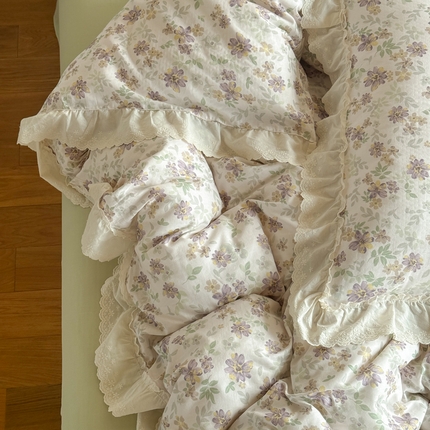 91家纺网 家纺一手货源 找家纺 （总）TT.one 塔塔家居 2025新款全棉双层纱复古立体花边系列