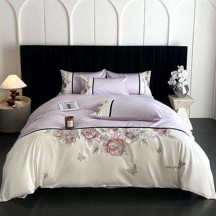 优悦生活馆 2025新疆长绒棉花团锦簇四件套【价领券后标准不低于268】 花团锦簇-流沙紫