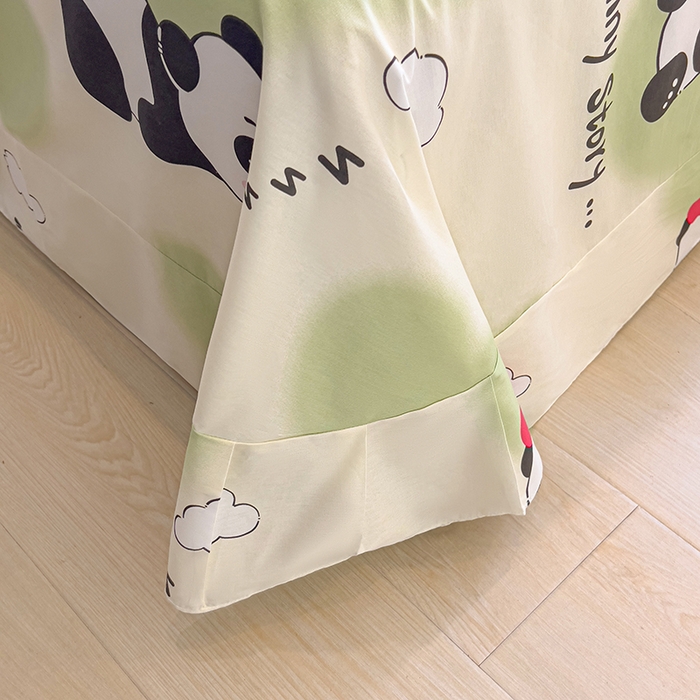 91家纺网 家纺一手货源 找家纺 拾物记 2025新款A类无荧光全喷气全棉12868单床单 熊猫趣事