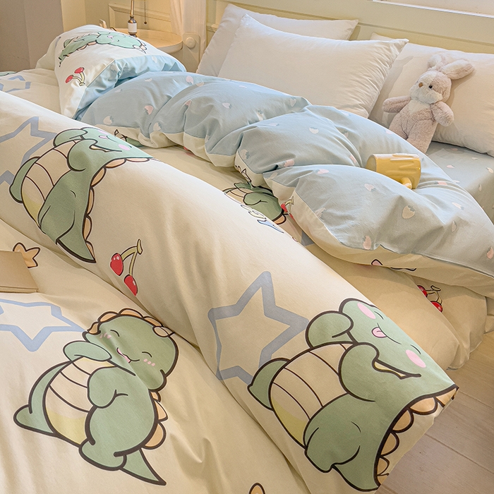 91家纺网 家纺一手货源 找家纺 拾物记 2025新款A类无荧光全喷气全棉12868单被套 恐龙乐园