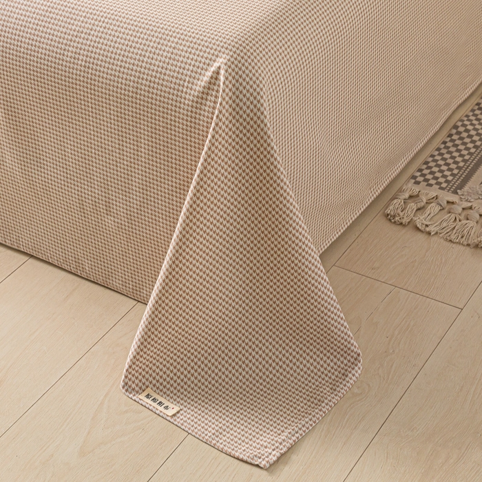 91家纺网 家纺一手货源 找家纺 阿亮家居 2025新款原棉老粗布床单系列 千鸟格-米咖