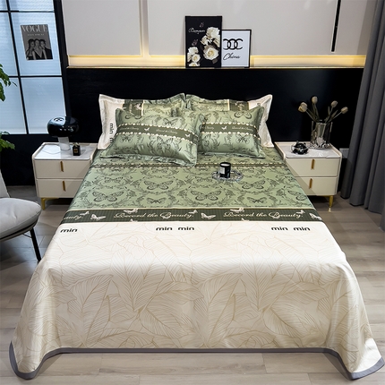 柏薇 2025新款冰丝床单款凉席三件套系列 爱与蝶