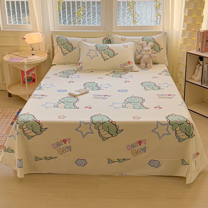 91家纺网 家纺一手货源 找家纺 拾物记 2025新款A类无荧光全喷气全棉12868单床单 恐龙乐园