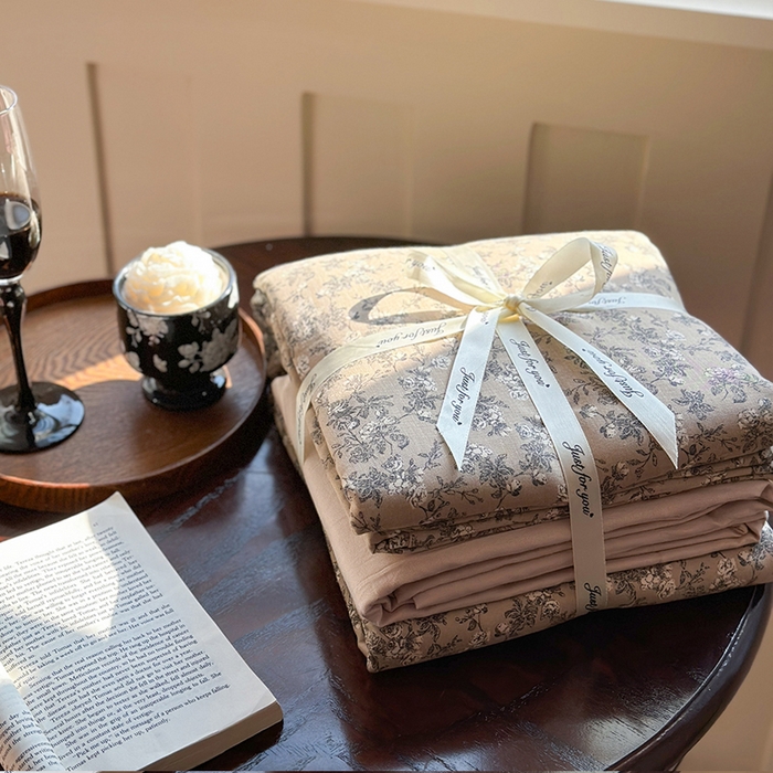 91家纺网 家纺一手货源 找家纺 吉象双层纱叠拍四件套 漫步花丛