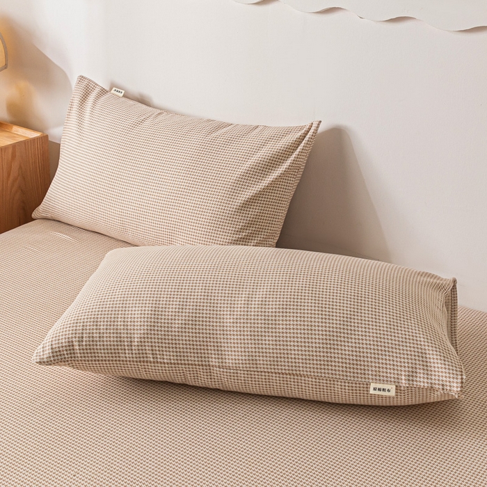 91家纺网 家纺一手货源 找家纺 阿亮家居 2025新款原棉老粗布床单系列 千鸟格-米咖