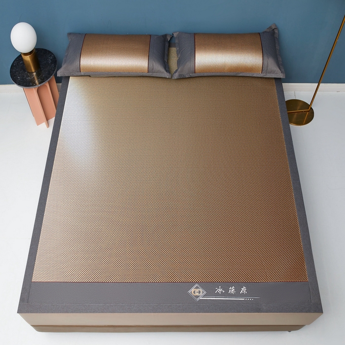 91家纺网 家纺一手货源 找家纺 琪琪阁 2026新款冰藤三明治凉席 星星-深咖