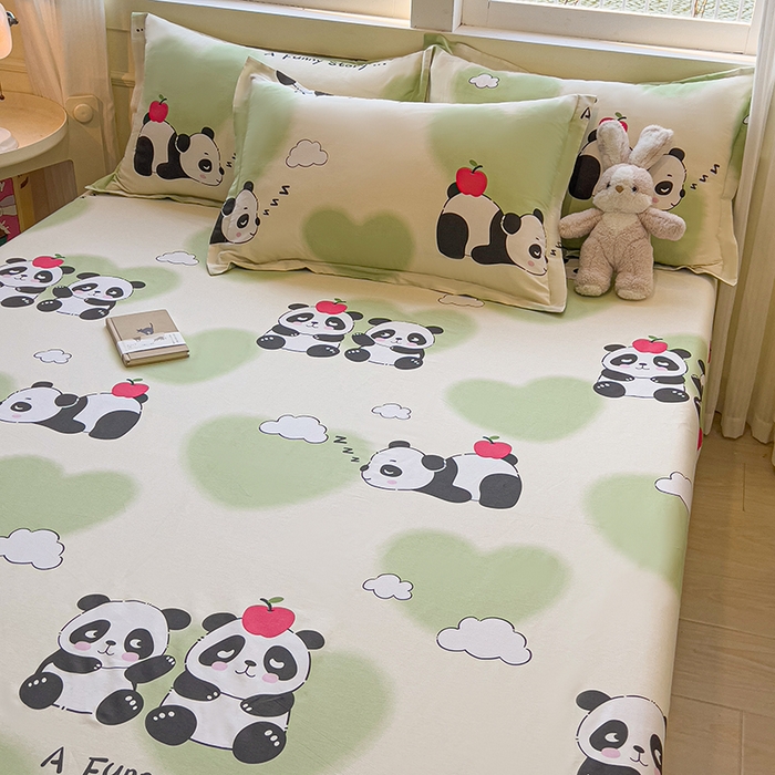 91家纺网 家纺一手货源 找家纺 拾物记 2025新款A类无荧光全喷气全棉12868单床单 熊猫趣事