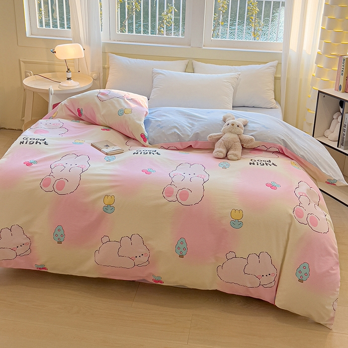 91家纺网 家纺一手货源 找家纺 拾物记 2025新款A类无荧光全喷气全棉12868单被套 可欣兔