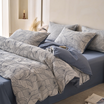 金丝鸟2025新款全棉纯棉三层纱提花四件套 小叶雨林 兰