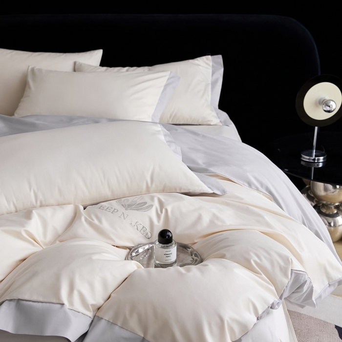 91家纺网 家纺一手货源 找家纺 金奇达家纺 2025春夏新款【特洛伊】红金裸盖™棉全棉纯棉红金裸盖棉四件套标准号全网控价（折后券后）不低于199元） 特洛伊-米灰