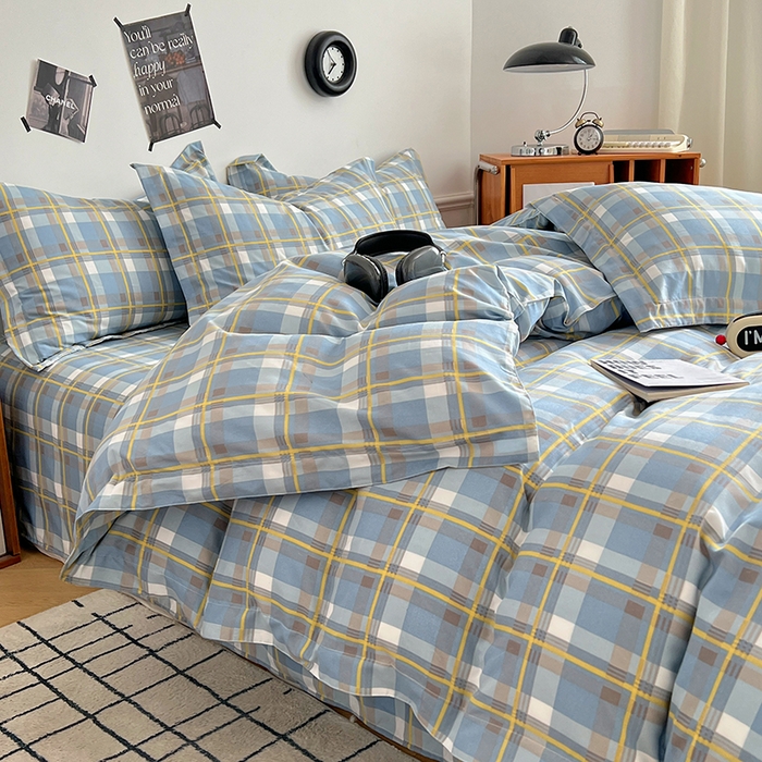 91家纺网 家纺一手货源 找家纺 罗菲尼酒店用品 2025新款磨毛亲肤飞边款四件套 英伦格调