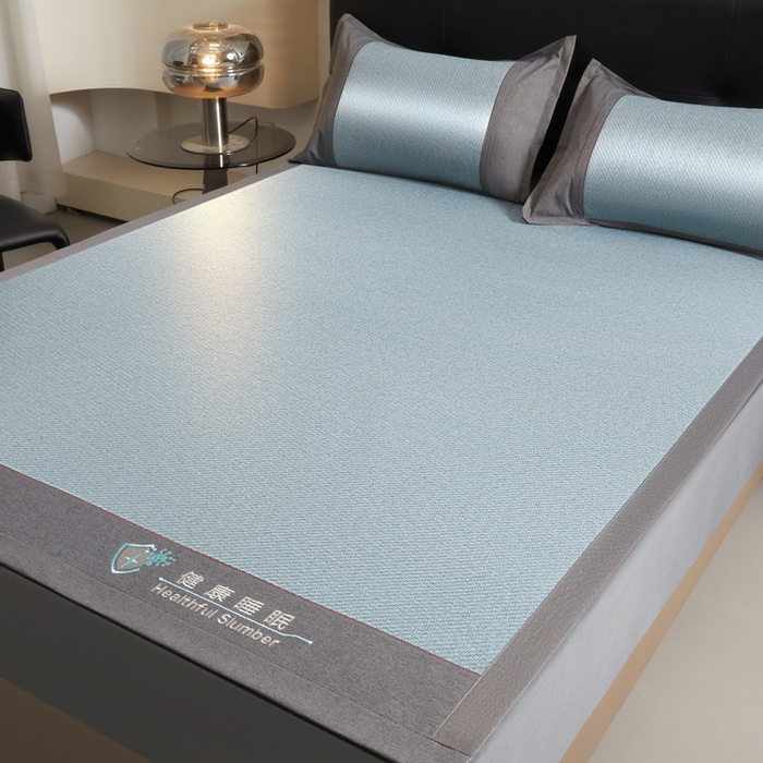 91家纺网 家纺一手货源 找家纺 琪琪阁 2026新款印尼藤双面凉席 湖水蓝