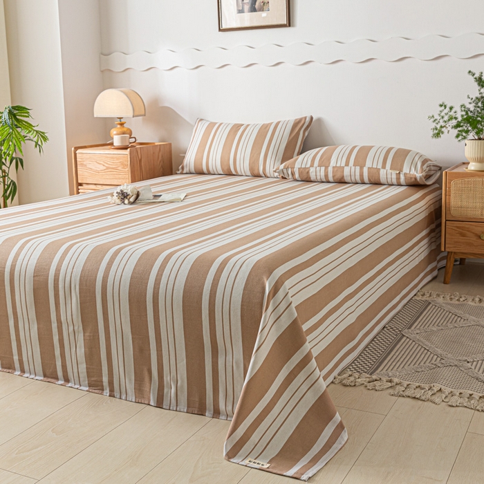 91家纺网 家纺一手货源 找家纺 阿亮家居 2025新款原棉老粗布床单系列 素雅咖