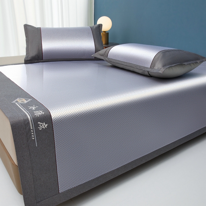 91家纺网 家纺一手货源 找家纺 琪琪阁 2026新款冰藤三明治凉席 星星-雾蓝