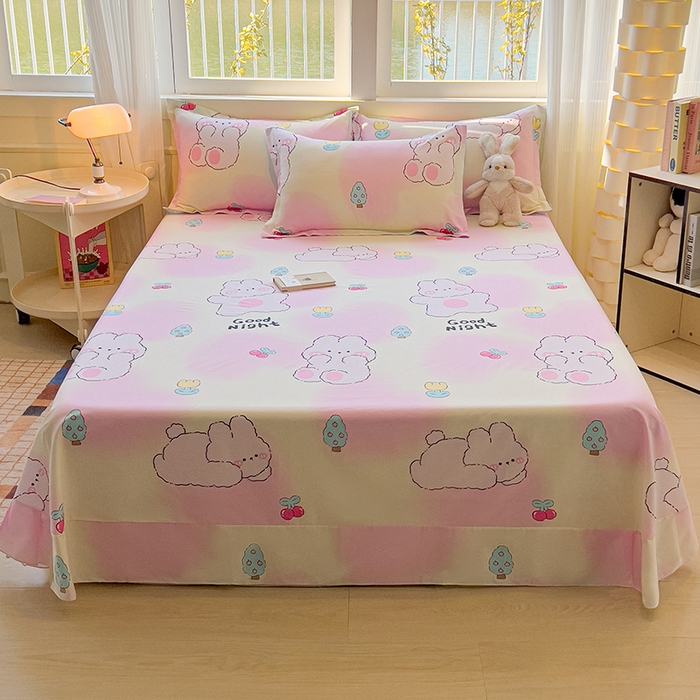 91家纺网 家纺一手货源 找家纺 拾物记 2025新款A类无荧光全喷气全棉12868单床单 可欣兔