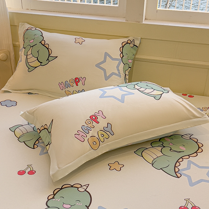 91家纺网 家纺一手货源 找家纺 拾物记 2025新款A类无荧光全喷气全棉12868单枕套 恐龙乐园