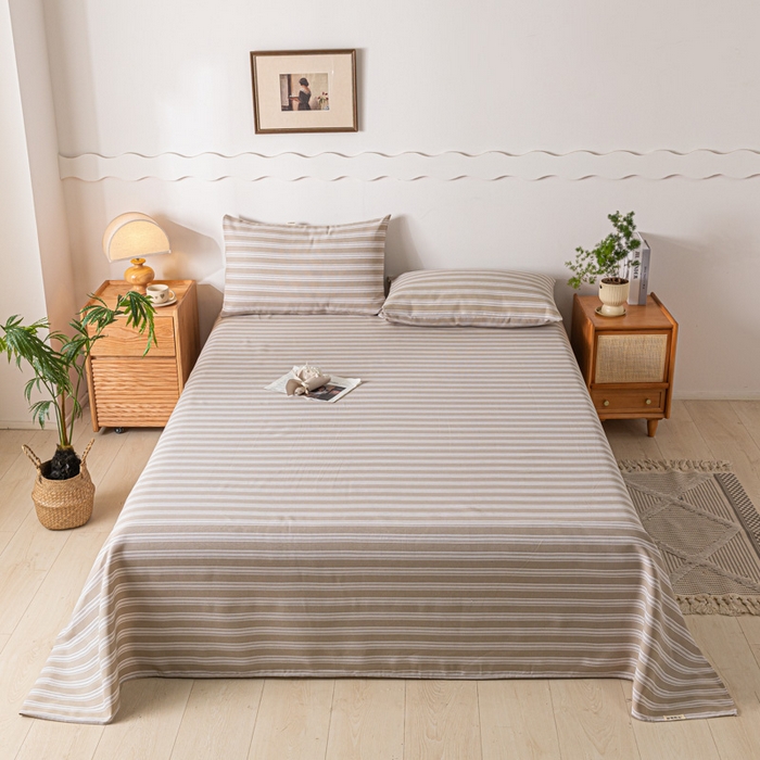 91家纺网 家纺一手货源 找家纺 阿亮家居 2025新款原棉老粗布床单系列 简约生活咖