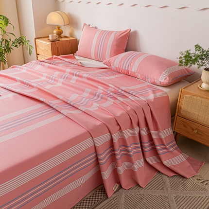 阿亮家居 2025新款原棉老粗布床单系列 气质粉