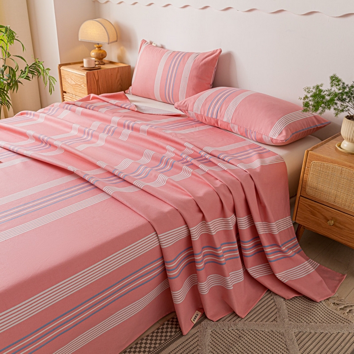 91家纺网 家纺一手货源 找家纺 阿亮家居 2025新款原棉老粗布床单系列 气质粉