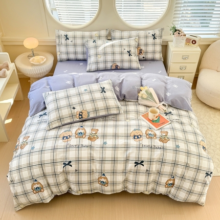 91家纺网 家纺一手货源 找家纺 铭浩 2025新款全棉印花四件套 恐龙宝贝
