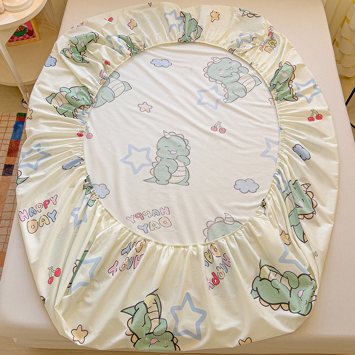 91家纺网 家纺一手货源 找家纺 拾物记 2025新款A类无荧光全喷气全棉12868单床笠 恐龙乐园