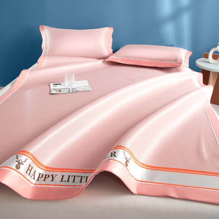 91家纺网 家纺一手货源 找家纺 阿亮家居 2025新款A类母婴级1800D碳光小鹿冰丝席凉席 山茶粉