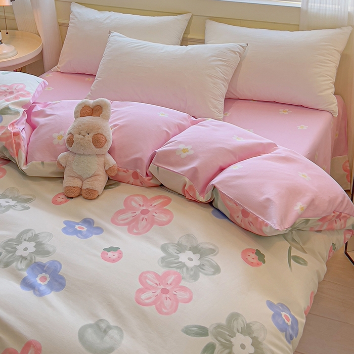 91家纺网 家纺一手货源 找家纺 拾物记 2025新款A类无荧光全喷气全棉12868单被套 花间小兔