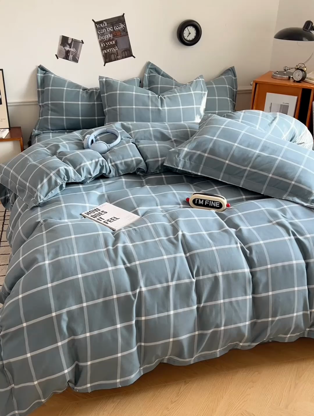 91家纺网 家纺一手货源 找家纺 罗菲尼酒店用品 2025新款磨毛亲肤飞边款四件套 优雅蓝格