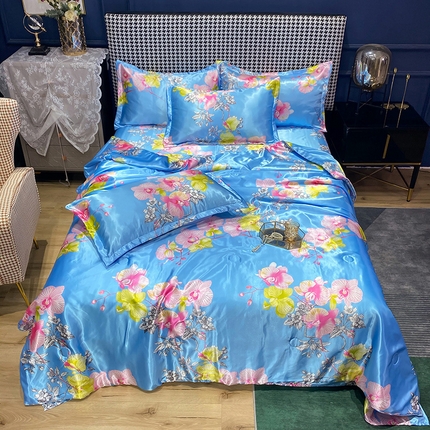 91家纺网 家纺一手货源 找家纺 （总）经年 2025新款丝绸印花夏被四件套