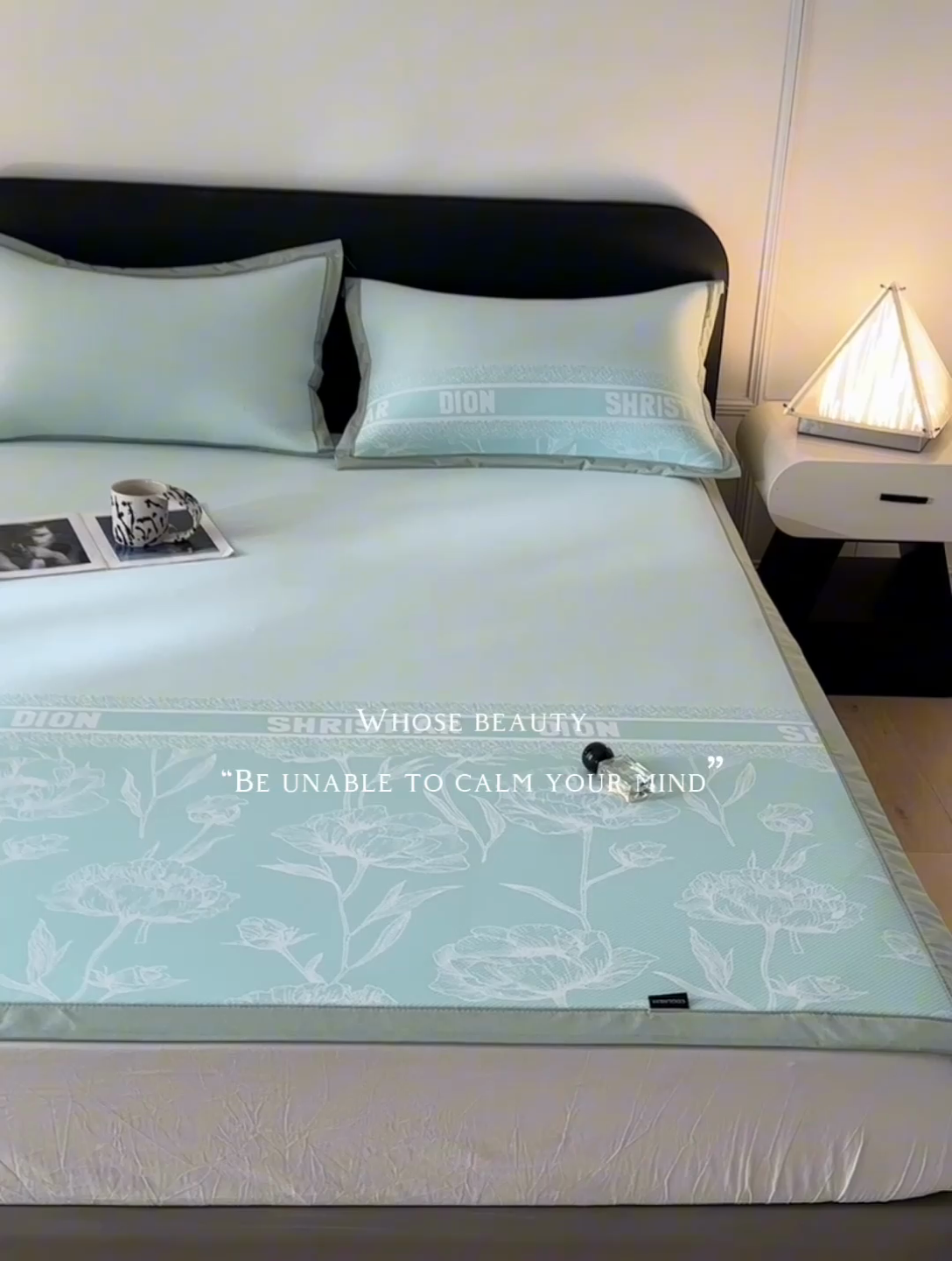 91家纺网 家纺一手货源 找家纺 慕尚家纺 2025春夏新款凉感冰丝提花凉席三件套 水仙 绿