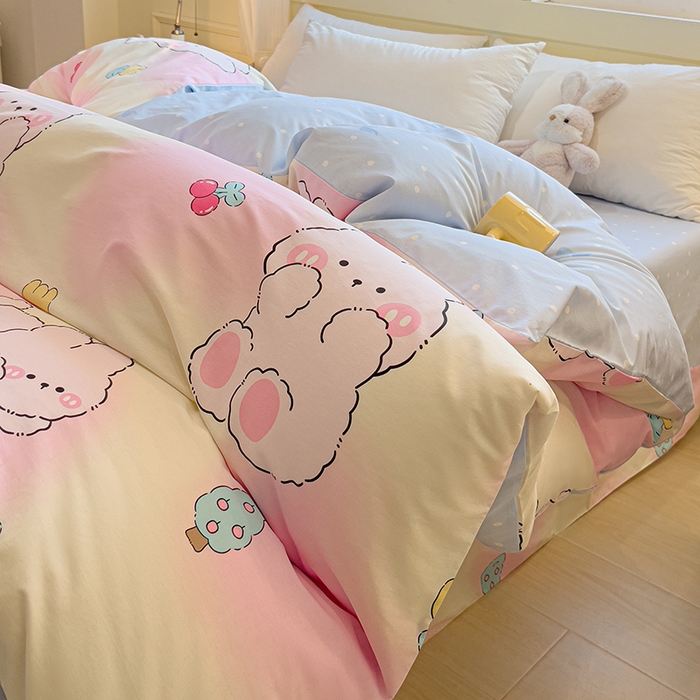 91家纺网 家纺一手货源 找家纺 拾物记 2025新款A类无荧光全喷气全棉12868单被套 可欣兔