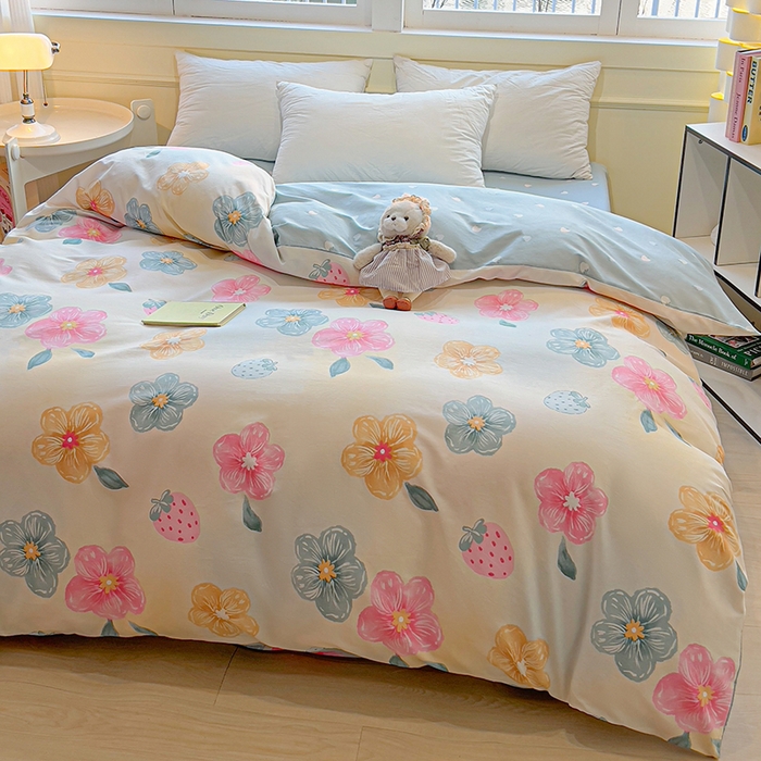 91家纺网 家纺一手货源 找家纺 拾物记 2025新款A类无荧光全喷气全棉12868单被套 茉莉草莓