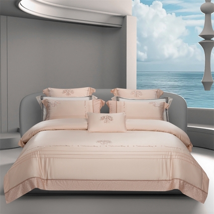 91家纺网 家纺一手货源 找家纺 高大尚婚庆馆 2025新款高端绣花四件套-艾莎 艾莎-卡其色