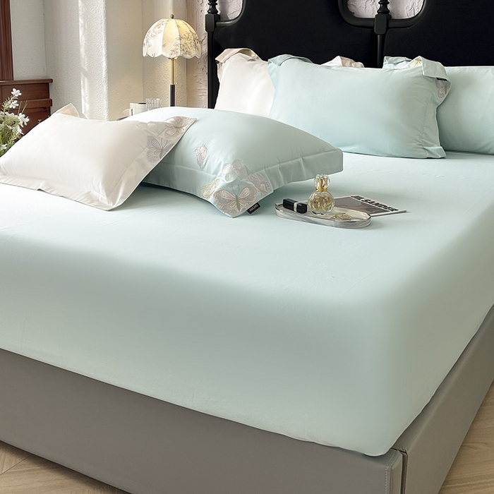 91家纺网 家纺一手货源 找家纺 高端轻奢A类母婴级长绒棉全工艺刺绣四件套纯棉全棉高端春夏季爆款床上用品 茉婉-茶绿