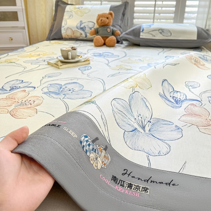 91家纺网 家纺一手货源 找家纺 阿亮家居 2025新款印花冰藤席凉席 百合2