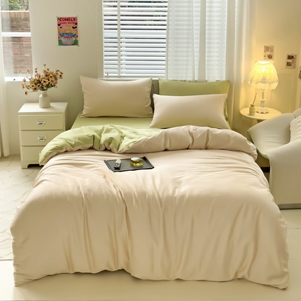 麦瑞2025水洗真丝四件套-梦幻系列 梦幻-抹茶绿