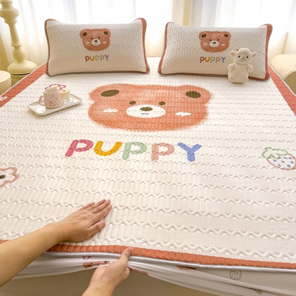 希廷顿 2025新款大版印花乳胶凉席床笠款三件套 PUPPY熊