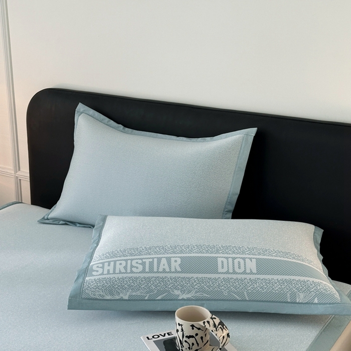 91家纺网 家纺一手货源 找家纺 慕尚家纺 2025春夏新款凉感冰丝提花凉席三件套 水仙 蓝