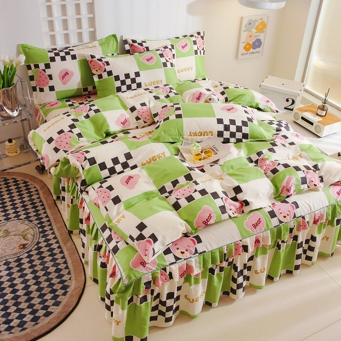 91家纺网 家纺一手货源 找家纺 名优家纺 2025新款A类全棉纯棉韩版印花四件套 活力草莓