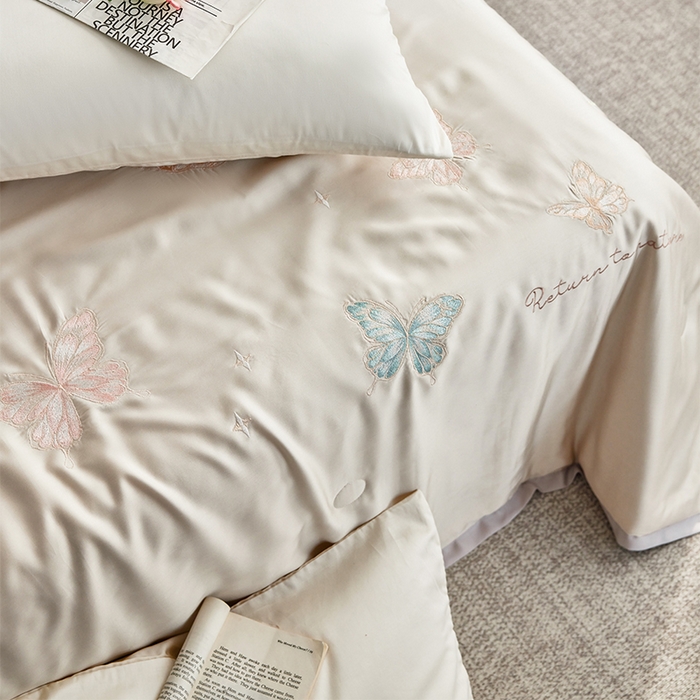 91家纺网 家纺一手货源 找家纺 （总）纪梵茜 2025新款莱赛尔天丝夏被四件套55大豆夏凉被