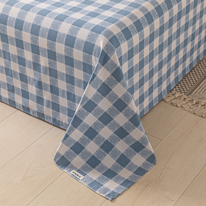 91家纺网 家纺一手货源 找家纺 阿亮家居 2025新款原棉老粗布床单系列 拼图-蓝白格