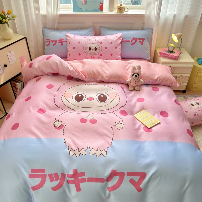 91家纺网 家纺一手货源 找家纺 （总）摩卡（乐趣） 2025新款水洗真丝数码印花卡通兔系列四件套