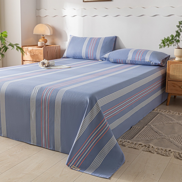 91家纺网 家纺一手货源 找家纺 阿亮家居 2025新款原棉老粗布床单系列 气质蓝