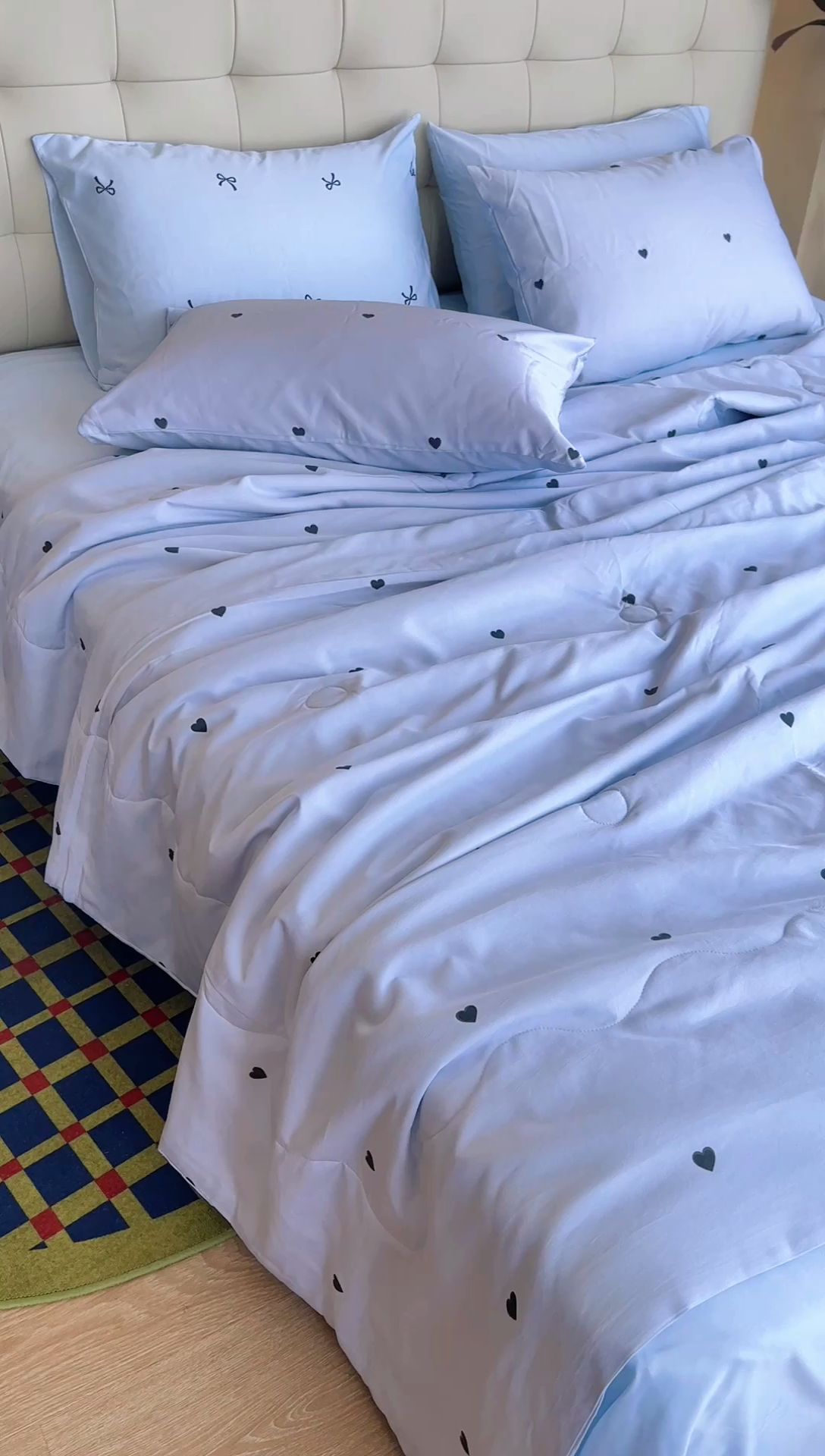 91家纺网 家纺一手货源 找家纺 棉生活家纺 2025新款ins小清新水洗冰丝夏被四件套 海盐芝士 灰