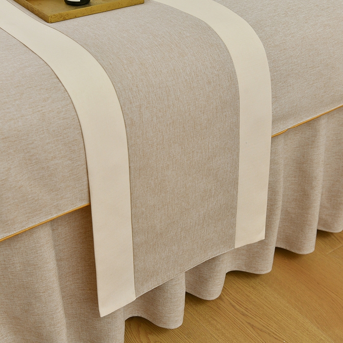 91家纺网 家纺一手货源 找家纺 （总）芙怡 2025春夏新款8029款A棉麻B全棉美容床罩四件套-时光系列