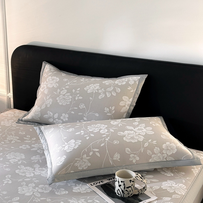 91家纺网 家纺一手货源 找家纺 慕尚家纺 2025春夏新款凉感冰丝提花凉席三件套 花语 灰