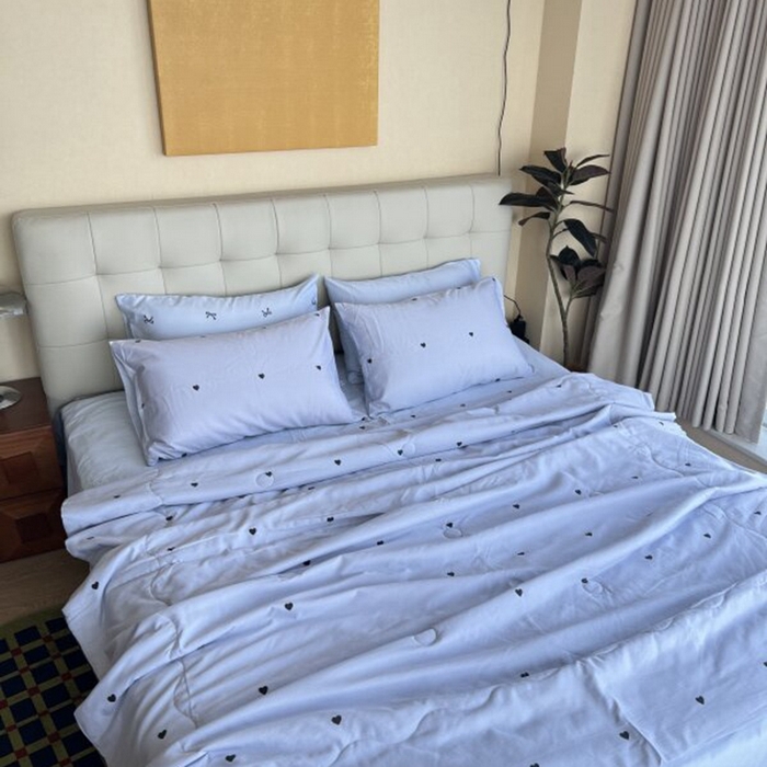 91家纺网 家纺一手货源 找家纺 棉生活家纺 2025新款ins小清新水洗冰丝夏被四件套 海盐芝士 灰