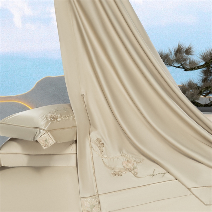 91家纺网 家纺一手货源 找家纺 高大尚婚庆馆 2025新款长绒棉高端绣花四件套-罗曼蒂 罗曼蒂油果绿